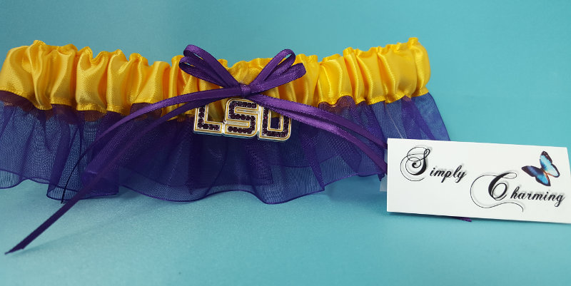 Louisiana State University Garter Inspired Garter with Licensed Collegiate Charm